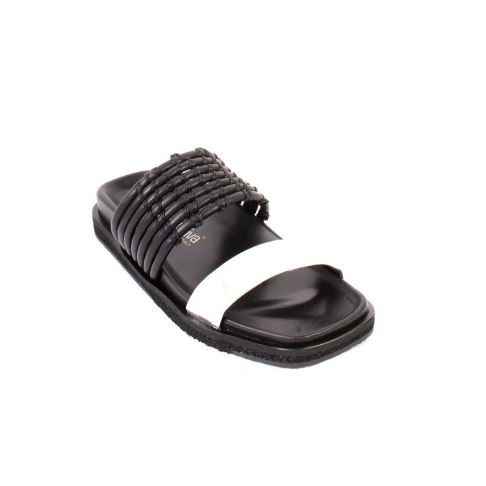 Laura Bellariva 7843 Black / Silver Leather Platform Sandals